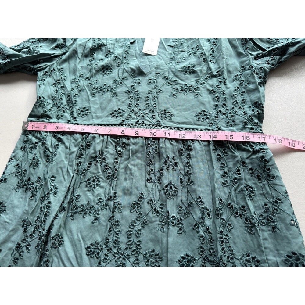 Anthropologie Daniel Rainn Eyelet Boho Tunic Blouse Women Size S Green New - Picture 5 of 9